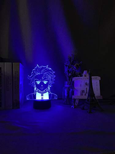 3D for gils,Illusion Night Light Kimetsu No Yaiba Tanjiro Kamado Figure Led for Kids Bedroom Decor Nightlight Child Desk Lamp Demon Giftfor Christmas/Birthday（Touch Control)