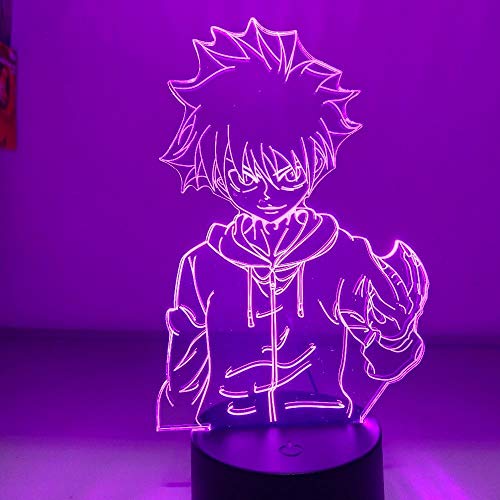 3D Night Light for Kids,Hunter X Killua Figure Anime Light Colors Change LED Vision Lamp for Children Kids Room Lamp Toys Gift Xmas/Birthday Gift(no Remote)