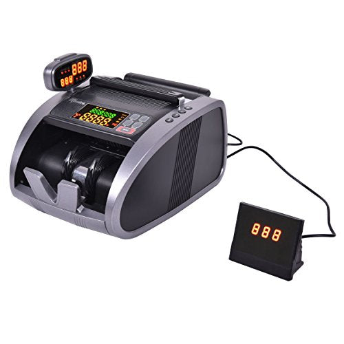 Costway Automatic Cash Money Counter, Currency Cash Counting Machine, Bill Counterfeit Detector UV/IR/MG with Color LED Rotating Display