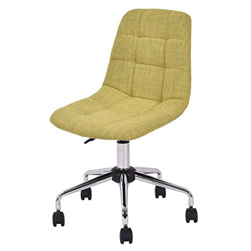 COSTWAY 1PC Upholstered Office Chair Height Adjustable Swivel Armless Grass Green