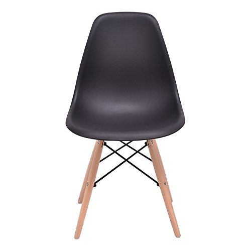 COSTWAY 2PCS Mid Century Modern Style DSW Dining Side Chair Wood Leg Black