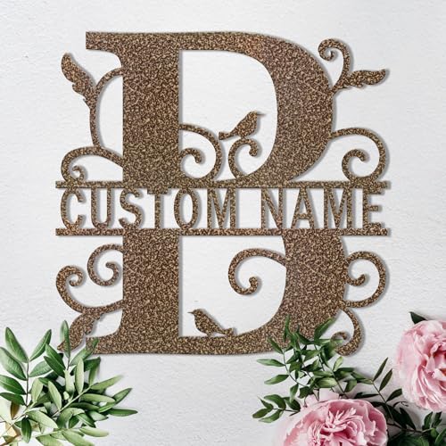 Custom Metal Signs Metal Name Sign Metal Wall Art Split Letter Monogram Wall Decor Metal Wall Art Last Name Sign Family Name Sign Personalized Wedding Gift Fire Pit Sign Outdoor Decor Cabin Sign - B