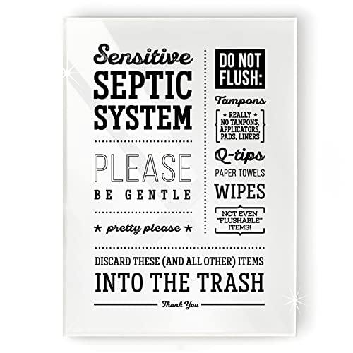 5x7 Inch Sensitive Septic System ~ Please Be Gentle ~ Designer Bathroom Sign ~ Ready to Stick, Lean or Frame ~ Premium Finish, Durable