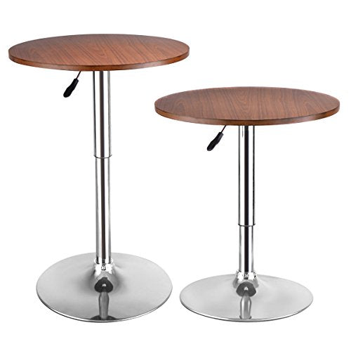 COSTWAY Modern Round Bar Table Adjustable Bistro Pub Counter Wood Top Swivel Indoor (2)