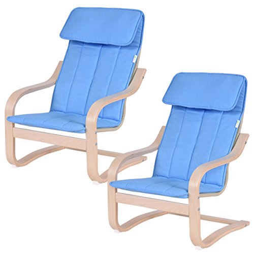 COSTWAY Set of 2 Kid Armchair Children Leisure Lounge Wood Home Furniture Kiddie (Blue)