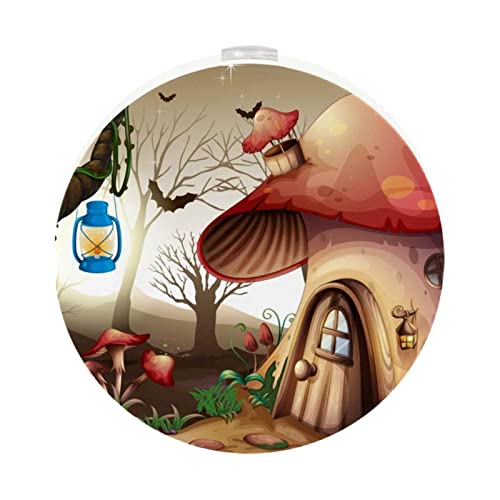 2 Pack Plug-in Nightlight LED Night Light with Dusk-to-Dawn Sensor for Kids Room, Nursery, Kitchen, Hallway Mushroom House