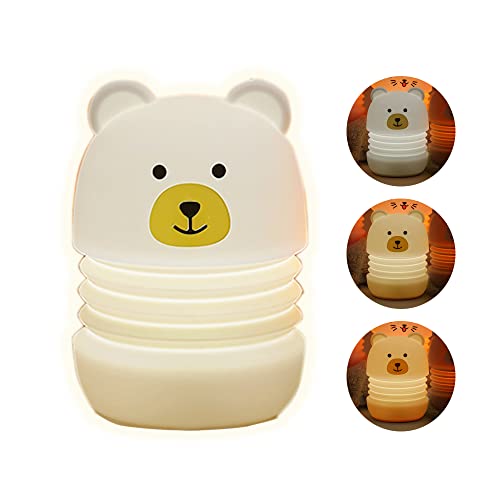 Bear Night Light for Kids Baby Night Lights for Bedroom Silicone Dimmable Room Decor Nursery Night Lamp Cute Lamp for Toddler Boys Girls Kawaii Gift