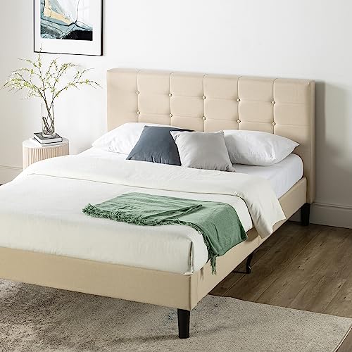 ZINUS Ibidun Upholstered Platform Bed Frame, Mattress Foundation, Wood Slat Support, No Box Spring Needed, Easy Assembly, Full, Beige