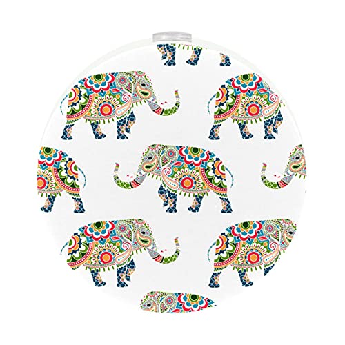 2 Pack Plug-in Nightlight LED Night Light with Dusk-to-Dawn Sensor for Kids Room, Nursery, Kitchen, Hallway Boho African Elephant White Background