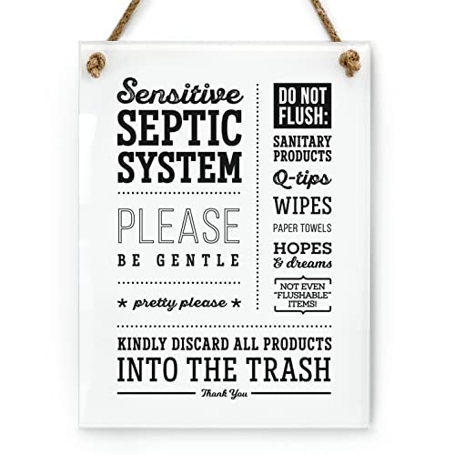 6x8 Inch Septic System Please Be Gentle Designer Bathroom Sign ~ Ready to Hang ~ Premium Finish, Durable