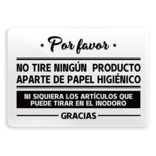 3.5 * 5Inch Bathroom Sign Do Not Flush Durable Designer Sign Premium Finish Acrylic Decor Sign Flush Only Toilet Paper Spanish