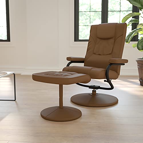 Flash Furniture Rachel Contemporary Multi-Position Recliner and Ottoman with Wrapped Base in Palimino LeatherSoft