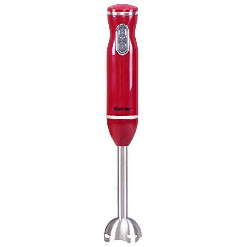 COSTWAY 2-Speed Hand Blender 300W Electric Multifunctional Immersion Stick Blender w/Stainless Steel Shaft Red