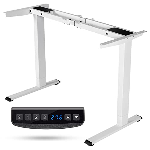 COSTWAY Electric Sit Stand Desk Frame, Dual-Motor Height-Adjustable Standing Desk Base w/ 3 Memory Positions & Touch Control Panel, Home Office Computer Desk Frame w/Hook & Cable Tray (White)