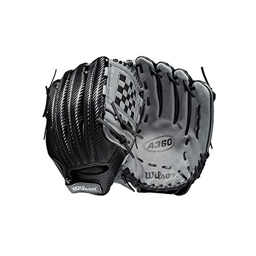 Wilson 2021 A360 12" Outfield Baseball Glove - Black/Grey, Left Hand Throw