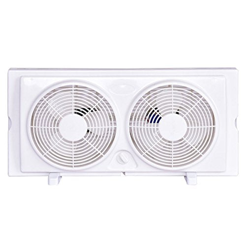 COSTWAY Twin Window Fan 7" 2-Speed Setting Reversible Airflow Dual Blade Fan w/Manual Control and Removable Legs (White)