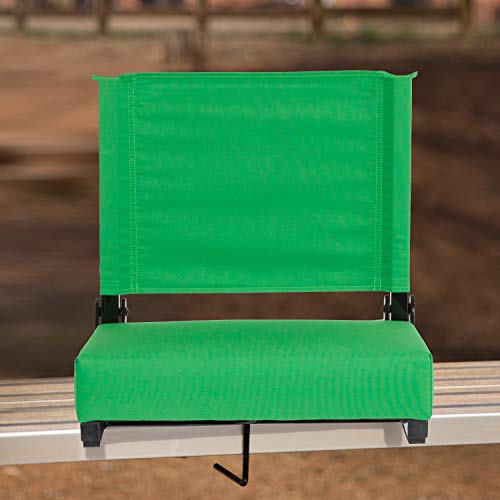Flash Furniture Grandstand Comfort Seats by Flash - Bright Green Stadium Chair - 500 lb. Rated Folding Chair - Carry Handle - Ultra-Padded Seat