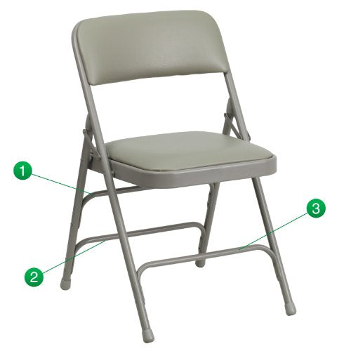 Flash Furniture HERCULES Series Curved Triple Braced & Double Hinged Gray Vinyl Metal Folding Chair