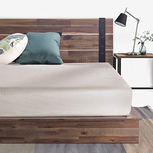 ZINUS Brock Metal and Wood Platform Bed Frame / Solid Acaciawood Mattress Foundation / No Box Spring Needed / Easy Assembly, Queen