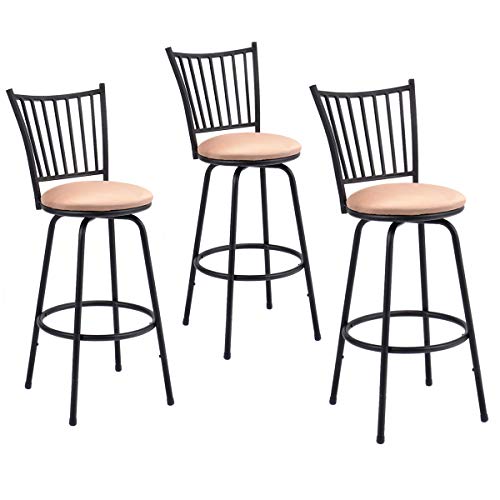 COSTWAY Set of 3 Swivel Counter Height Bar Stools Modern Barstool Bistro Pub Chair