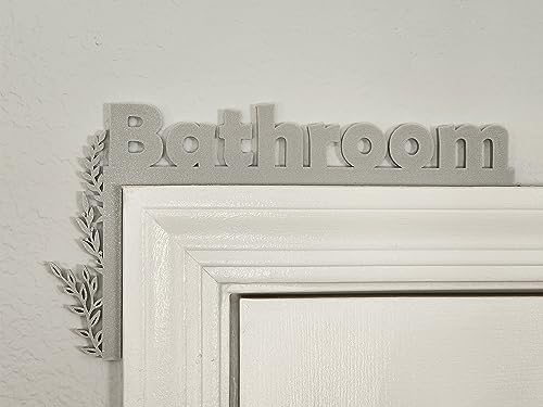 Bathroom Door Topper | Over The Door Sign | Bathroom Sign | Airbnb Sign | Home Decor (Left Side Gray)