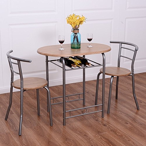 Costway 3 PCS Bistro Dining Set Table and 2 Chairs Kitchen Pub Home Furniture Restaurant