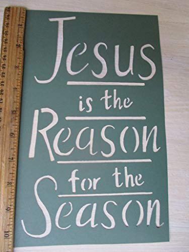 Vintage look JESUS IS THE REASON FOR THE SEASON new calligraphy font Christmas winter holiday cardstock STENCIL primitive antique look style YOU RECEIVE QTY 2