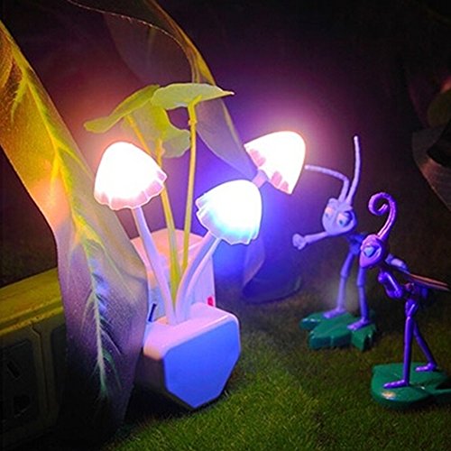 Creative Fantastic Style Three Bulbs LED Mushroom Night Light Bedroom Decoration Light Lamp - 1 Count