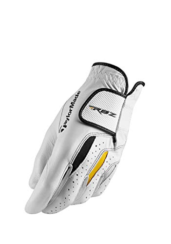 TaylorMade Golf RBZ Leather Glove, White/Gray/Yellow, Worn on Left Hand, Large