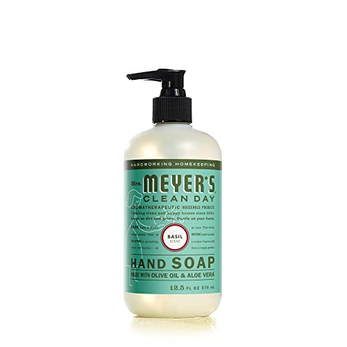 Mrs. Meyer's Hand Soap, Made with Essential Oils, Biodegradable Formula, Basil, 12.5 fl. oz