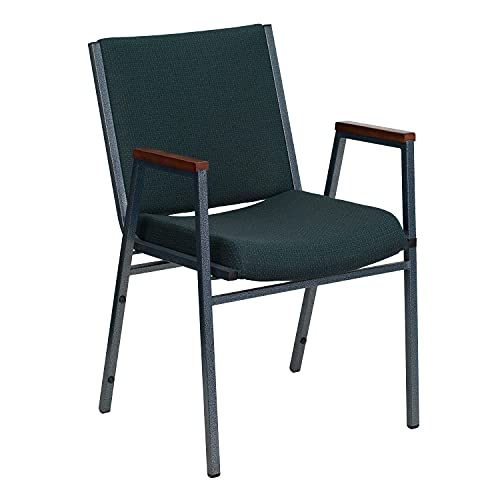 Flash Furniture 4 Pack HERCULES Series Heavy Duty Green Patterned Fabric Stack Chair with Arms