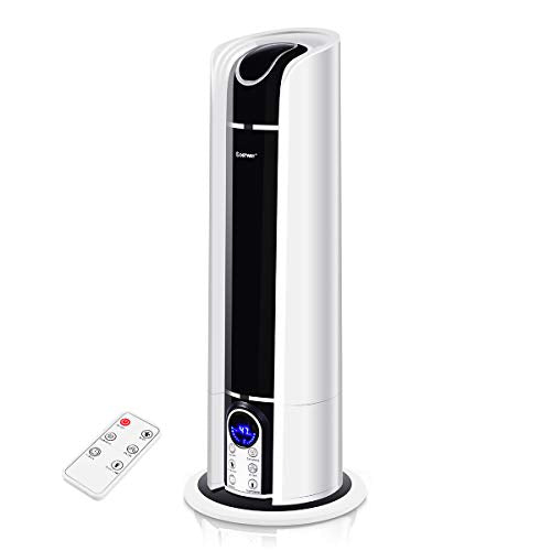 COSTWAY Ultrasonic Cool Mist Humidifier, 6L Water Tank, Air Diffuser Adjustable Humidity Mist Mode, Remote Control & LED Light, Whisper-Quiet Operation, Floor Humidifier for Bedroom, Living Room