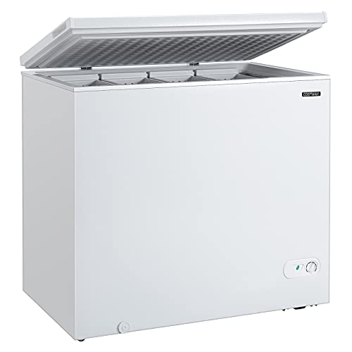 COSTWAY Chest Freezer, 7.0 Cu.ft Upright Single Door Refrigerator with 4 Removable Baskets, Compact Freezer with Manual Defrosting & Mechanical Temperature Control for Apartments, Dormitories Garage