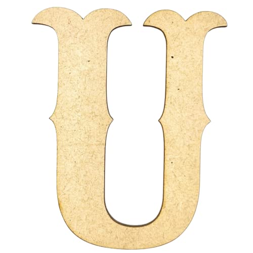 6" Tall MDF Letter U | 1/4" Thick | Krafty Supply Letters | Railroad Western | Wooden Letter