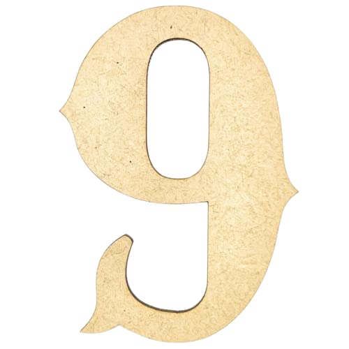 6" Tall MDF Number 9 | 1/4" Thick | Krafty Supply Letters | Railroad Western | Wooden Letter