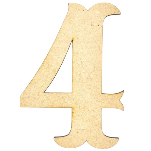 6" Tall MDF Number 4 | 1/4" Thick | Krafty Supply Letters | Railroad Western | Wooden Letter