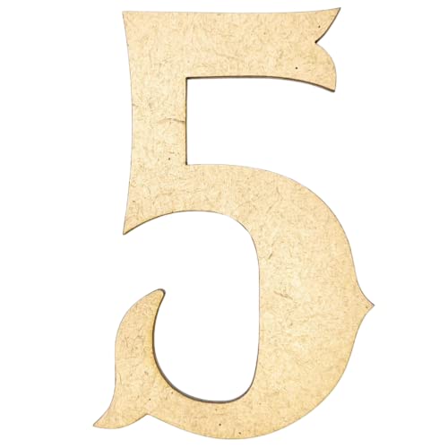 6" Tall MDF Number 5| 1/4" Thick | Krafty Supply Letters | Railroad Western | Wooden Letter