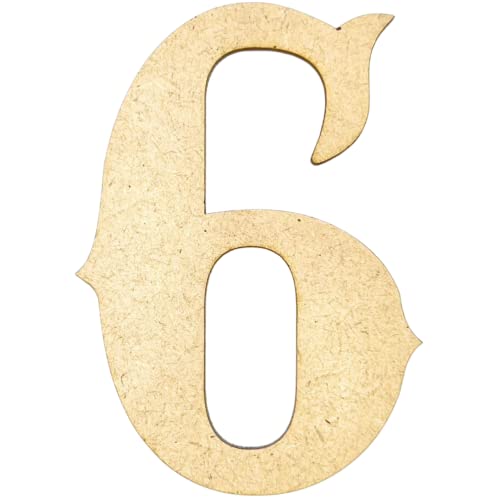 6" Tall MDF Number 6 | 1/4" Thick | Krafty Supply Letters | Railroad Western | Wooden Letter