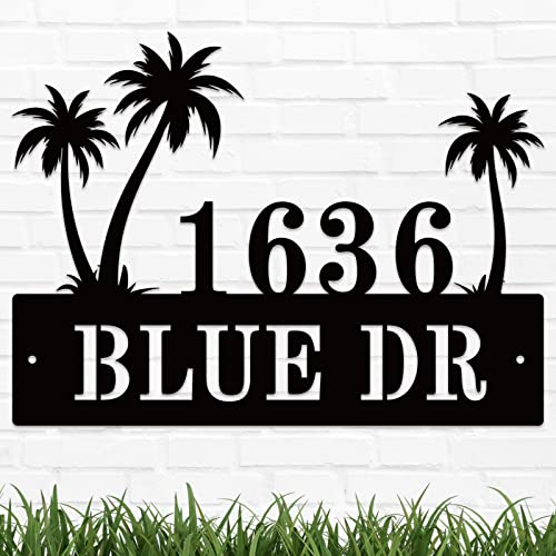 Personalized Palm Tree Address Sign, House Number Sign, Address Number for Houses, Metal Address Plaque Sign, Custom House Number Sign, Address Plaques for House Numbers