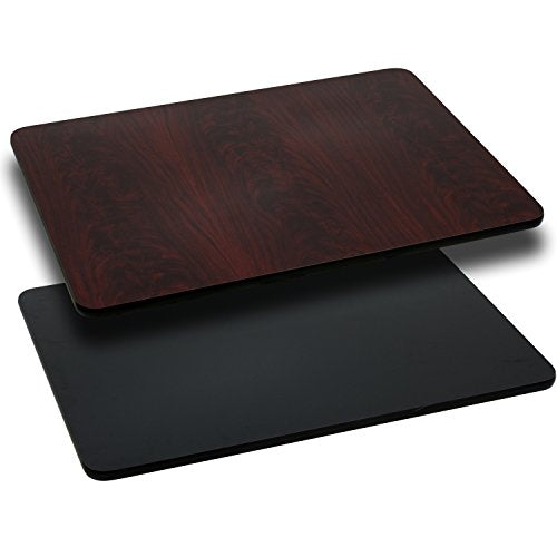 Flash Furniture Glenbrook 30'' x 60'' Rectangular Table Top with Black or Mahogany Reversible Laminate Top