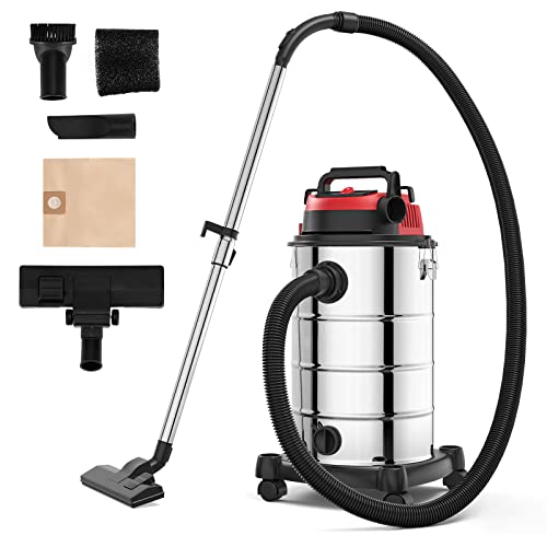 COSTWAY 9 Gallon Wet Dry Vacuum Cleaner, 3 in 1 Vacuum Cleaner with Blower and Large Stainless Tank, 6 Peak HP Lightweight Carpet Shop Vacuum for Home, Office, Car