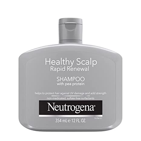 Neutrogena Healthy Scalp Rapid Renewal Shampoo with Pea Protein, UV Damage Protecting for Strong Healthy-Looking Hair, Unscented, White, 12 Fl Oz