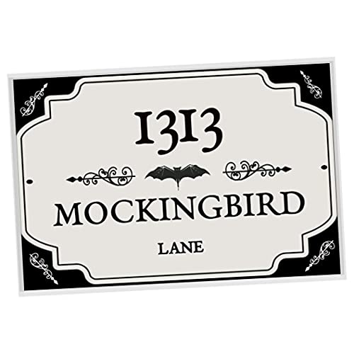 1313 Mockingbird Lane Sign Rustic Metal Print Mockingbird Ln Halloween Decoration Sign 8"x12" Goth Art (8"x12")