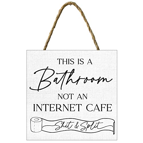 This is a Bathroom Not An Internet Cafe Sign Cute Funny Bathroom Sign Modern Farmhouse Decor Cute Bathroom Wall Art Funny Gift for Men and Women Guest Bathroom Sign