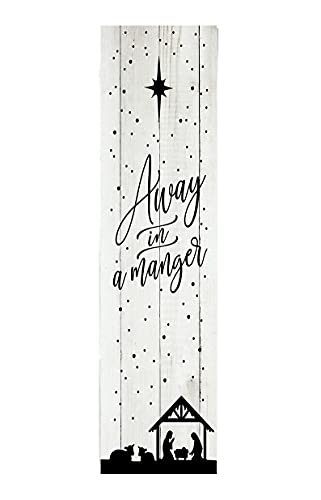 Twisted R Design Away in a Manger Christmas Sign - Unique Vertical Christmas Decor Wooden Sign, 24" Hanging/Standing Farmhouse Christmas Decor, Directly Printed Cozy Christmas Home Decoration, 2ft