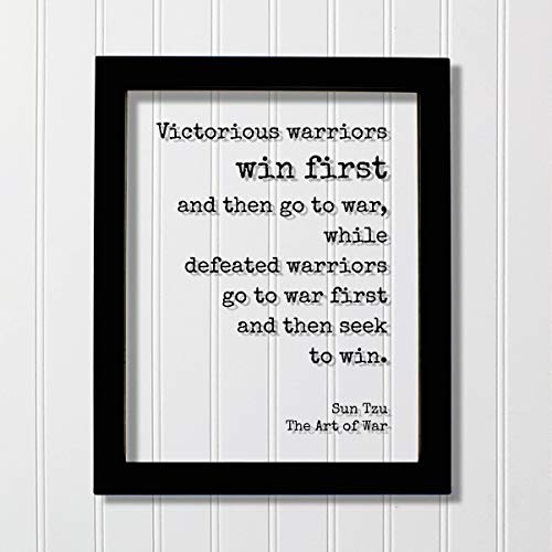 Sun Tzu - The Art of War - Floating Quote- Victorious warriors win first and then go to war, defeated - Quote Art Print Book Literary