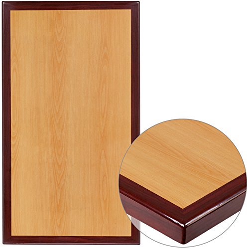 Flash Furniture Glenbrook 30" x 60" Rectangular 2-Tone High-Gloss Cherry Resin Table Top with 2" Thick Mahogany Edge