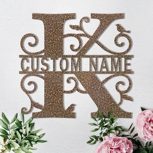 Custom Metal Signs Metal Name Sign Metal Wall Art Split Letter Monogram Wall Decor Metal Wall Art Last Name Sign Family Name Sign Personalized Wedding Gift Fire Pit Sign Outdoor Decor Cabin Sign - K