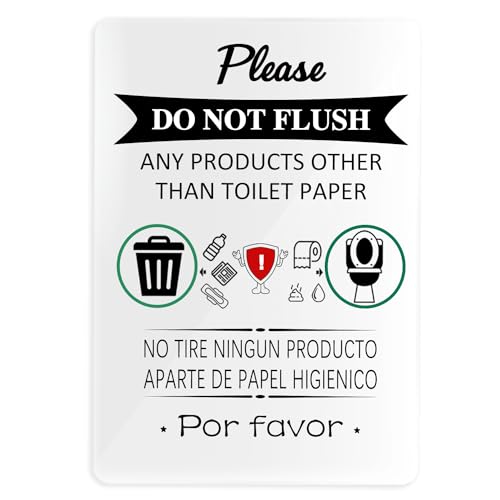 6 * 8Inch Bathroom Sign Do Not Flush Durable Designer Sign Premium Finish Acrylic Decor Sign Flush Only Toilet Paper (6 * 8Inch)