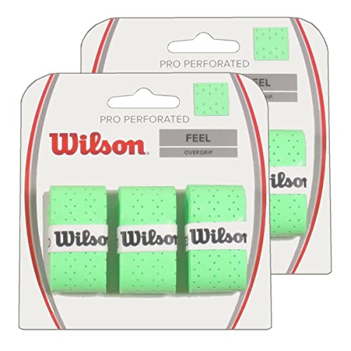 2 of Wilson Pro Perforated Overgrip 3 Pack - Total 6 Strips - Green